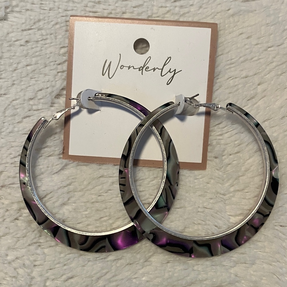 Wonderly Silver and Multicolor Hoop Earrings